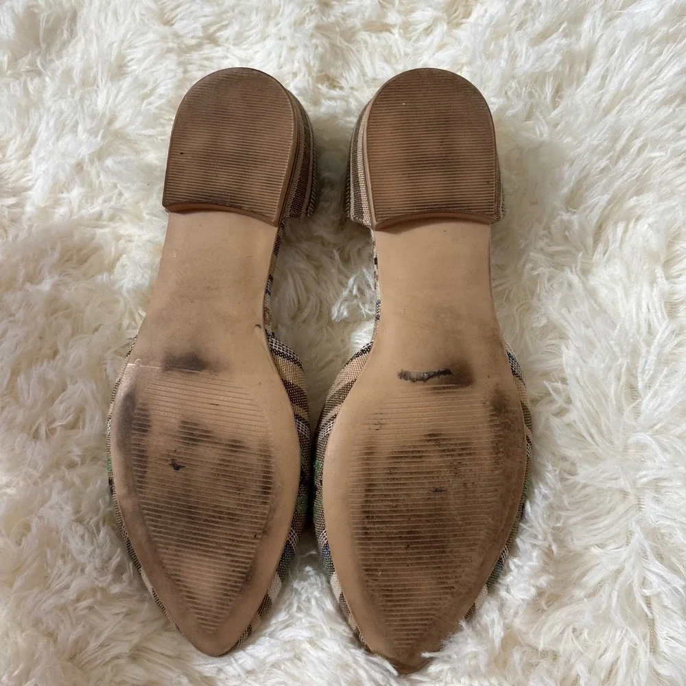 Isaac Mizrahi New York Woven D'Orsay Flats Pointed Toe Brown Green Size 6.5